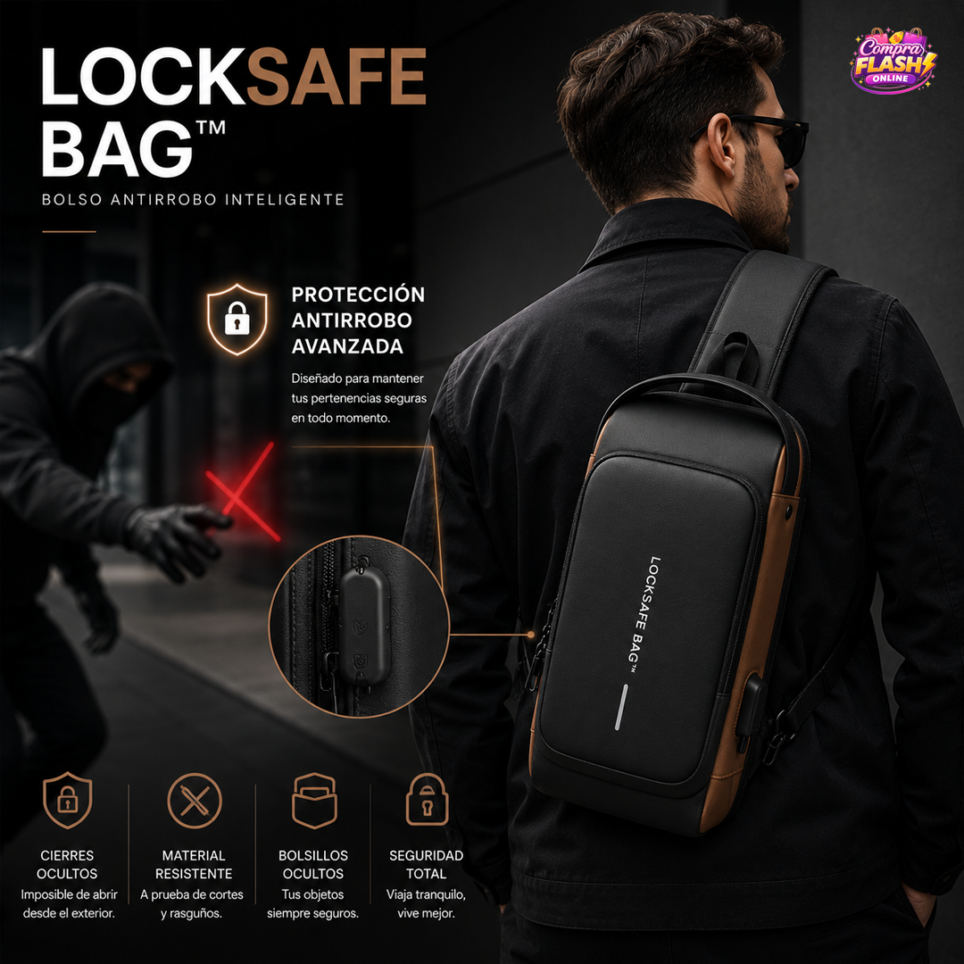 MOCHILA ANTIROBOS DE SEGURIDAD LOCKSAFE BAG™ + LENTES HD VISION GRATIS ⭐️⭐️⭐️⭐️⭐️
