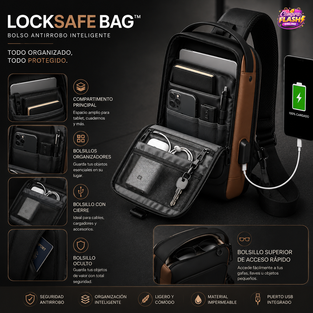 MOCHILA ANTIROBOS DE SEGURIDAD LOCKSAFE BAG™ + LENTES HD VISION GRATIS ⭐️⭐️⭐️⭐️⭐️