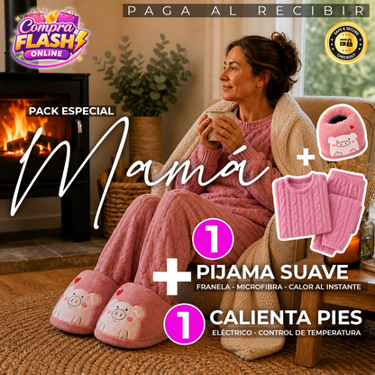💜✨ PACK PIJAMA SUAVE CORDERITO FRANELA + CALIENTA PIES ELECTRICO REGULABLE - ENVIO GRATIS 💜✨
