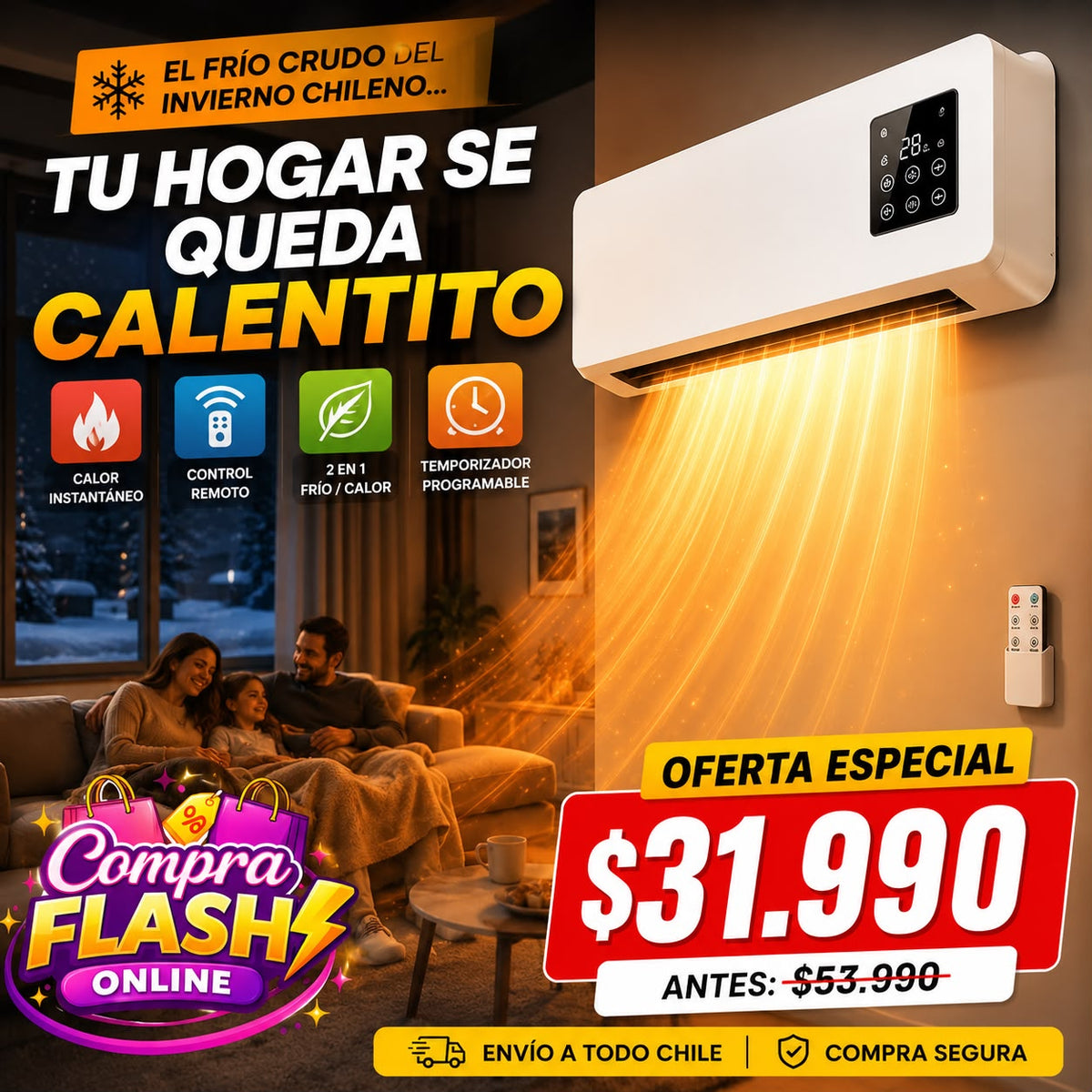 TU HOGAR CALENTITO TODO EL AÑO. CALEFACTOR 2 EN 1 CALOR  MÁS   VENTILACIÒN