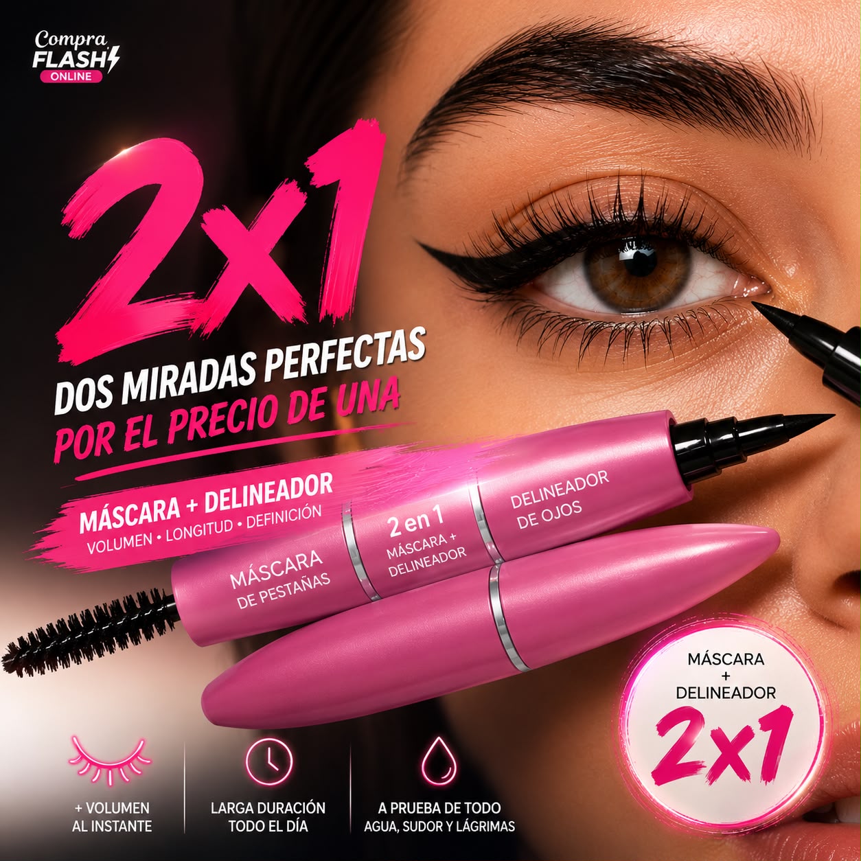 MASCARA PESTAÑAS CON DELINEADOR 2X1
