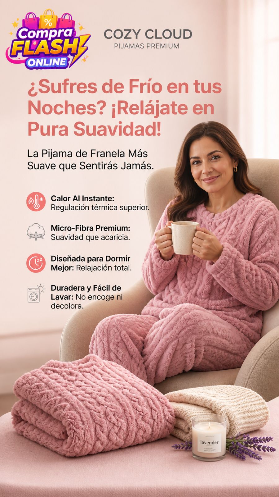 💜✨ PACK PIJAMA SUAVE CORDERITO FRANELA + CALIENTA PIES ELECTRICO REGULABLE - ENVIO GRATIS 💜✨