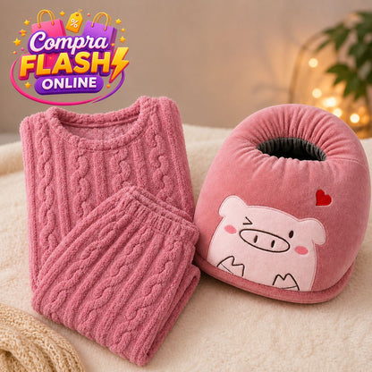 💜✨ PACK PIJAMA SUAVE CORDERITO FRANELA + CALIENTA PIES ELECTRICO REGULABLE - ENVIO GRATIS 💜✨